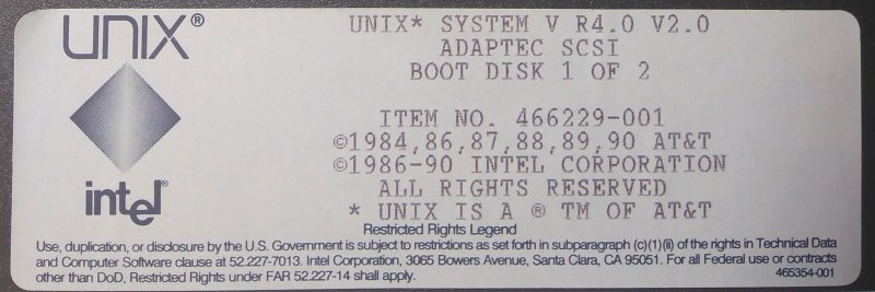 Intel Unix System V R4.0 V2.0 - Disk